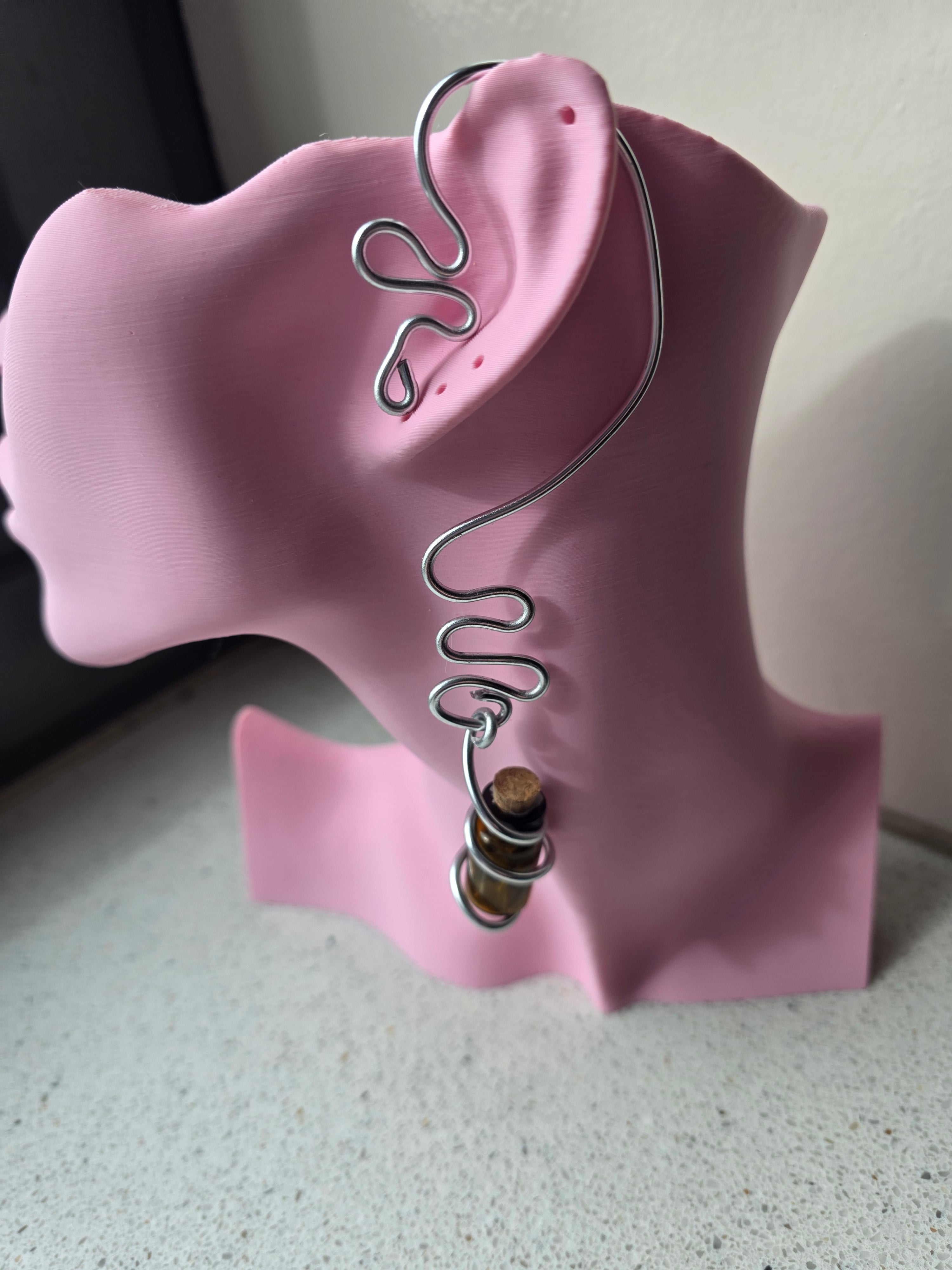 Protection Amber Bottle Earring Hanger - Left Ear